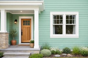 ミントグリーンの外壁塗装イメージ|爽やかで明るい清潔感のある仕上がり